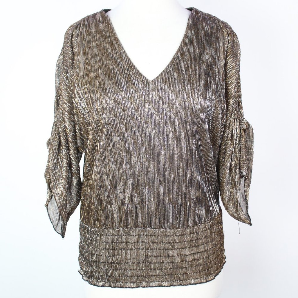 1. State Womens Small Smocked Cinched Sleeve Blouse Top - Picture 1 of 7
